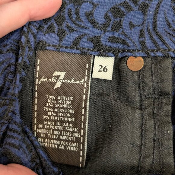 7 For All Mankind Blue Floral Lace Pants - Picture 5 of 6